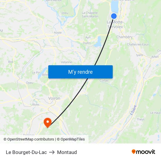 Le Bourget-Du-Lac to Montaud map