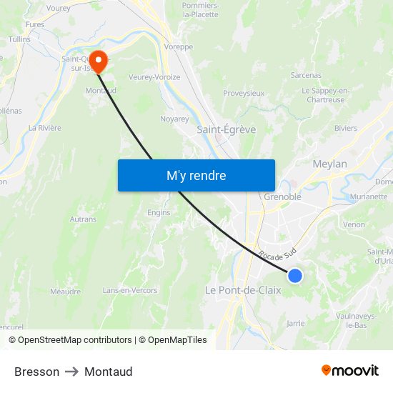 Bresson to Montaud map