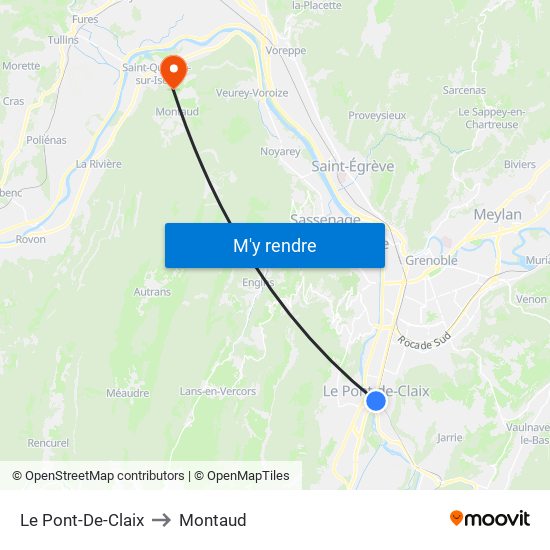 Le Pont-De-Claix to Montaud map