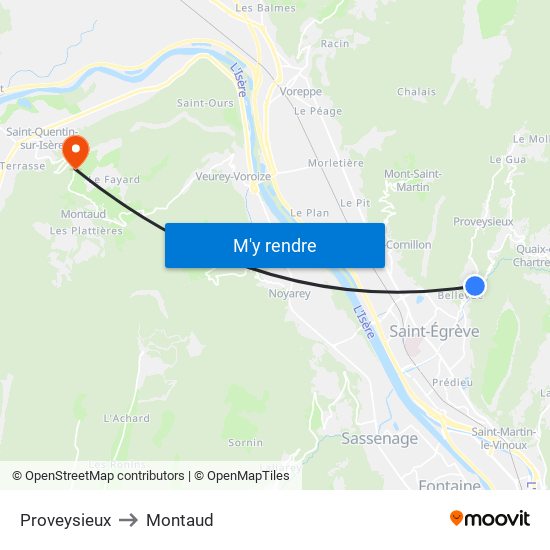 Proveysieux to Montaud map