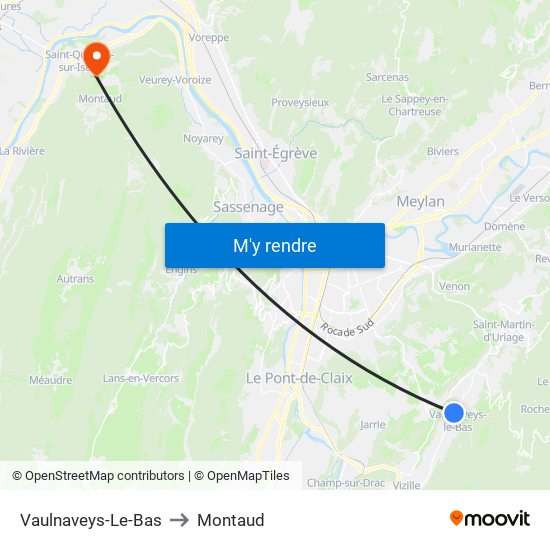 Vaulnaveys-Le-Bas to Montaud map