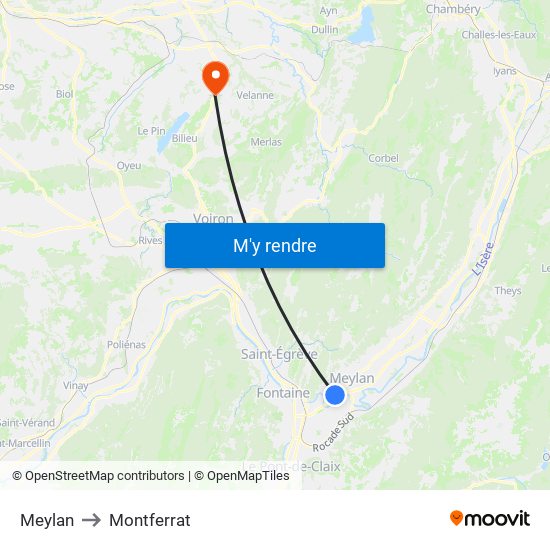 Meylan to Montferrat map