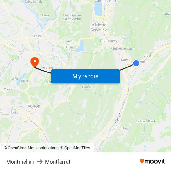 Montmélian to Montferrat map