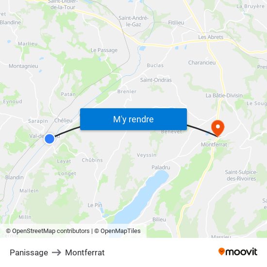 Panissage to Montferrat map