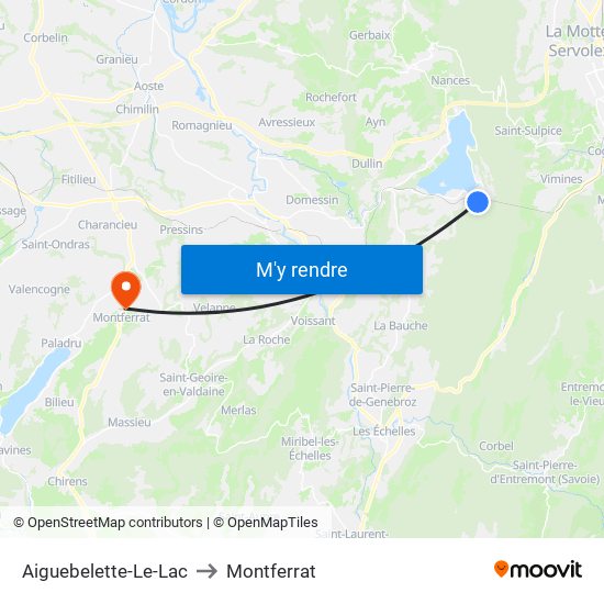 Aiguebelette-Le-Lac to Montferrat map