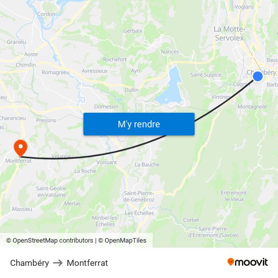 Chambéry to Montferrat map