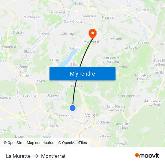 La Murette to Montferrat map