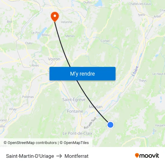 Saint-Martin-D'Uriage to Montferrat map