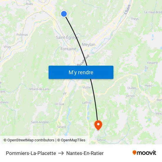 Pommiers-La-Placette to Nantes-En-Ratier map