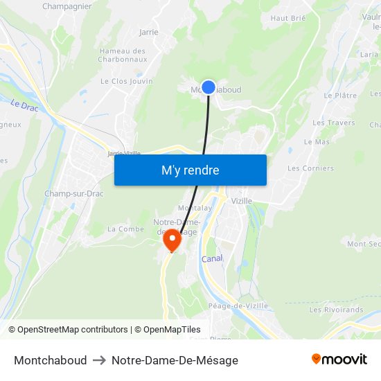 Montchaboud to Notre-Dame-De-Mésage map