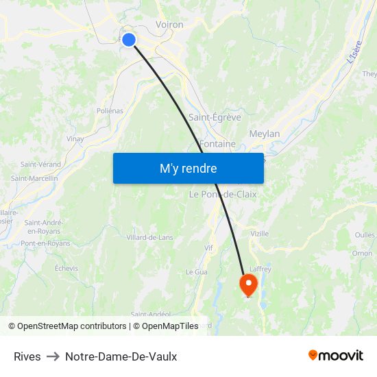 Rives to Notre-Dame-De-Vaulx map