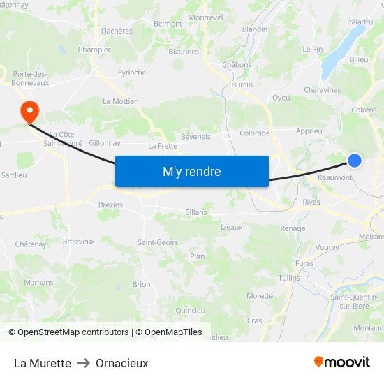 La Murette to Ornacieux map