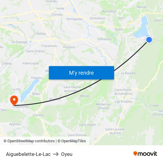 Aiguebelette-Le-Lac to Oyeu map