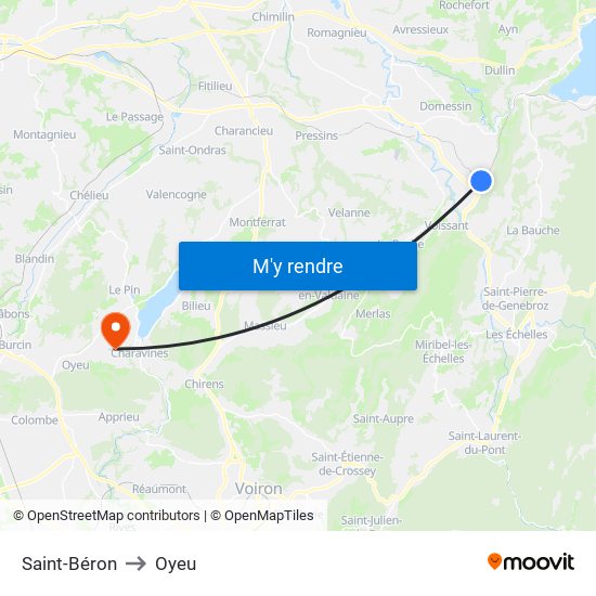 Saint-Béron to Oyeu map