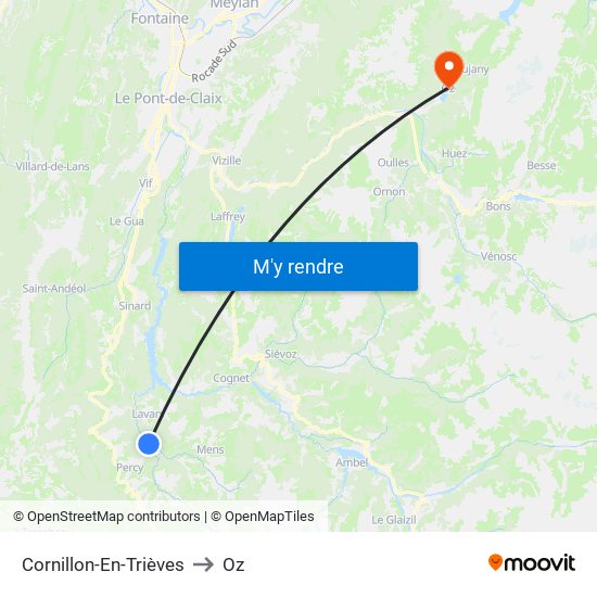 Cornillon-En-Trièves to Oz map