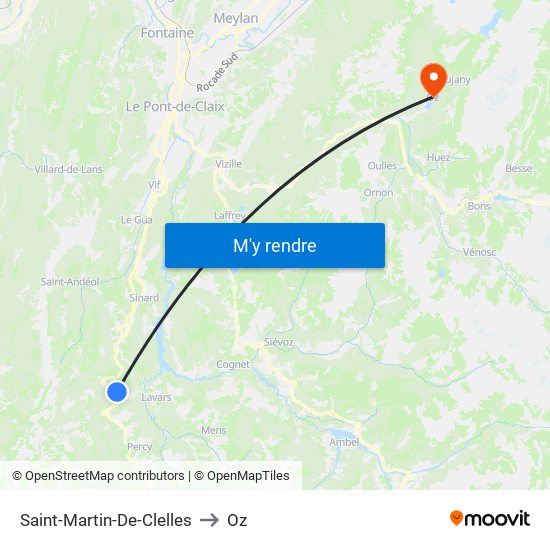 Saint-Martin-De-Clelles to Oz map