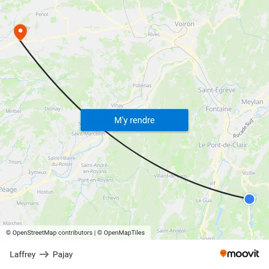 Laffrey to Pajay map
