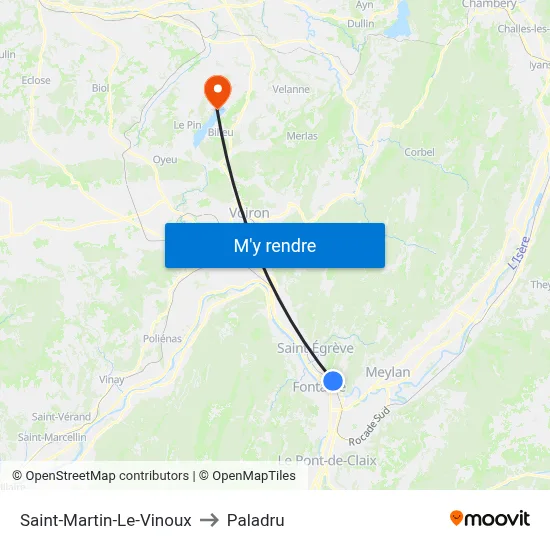 Saint-Martin-Le-Vinoux to Paladru map