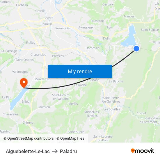 Aiguebelette-Le-Lac to Paladru map