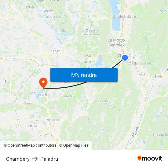 Chambéry to Paladru map