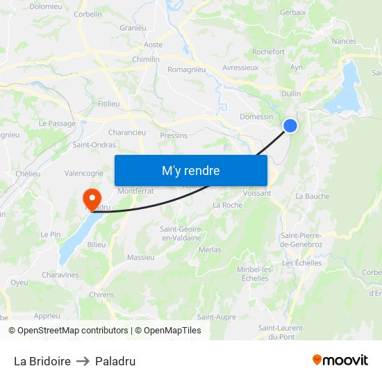 La Bridoire to Paladru map