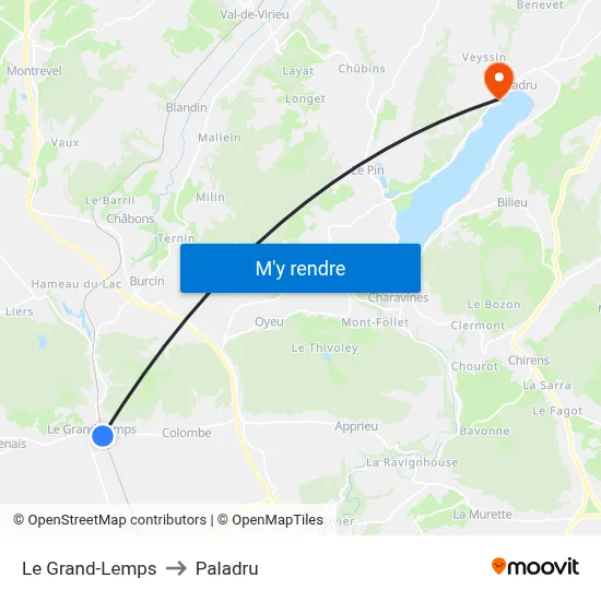 Le Grand-Lemps to Paladru map