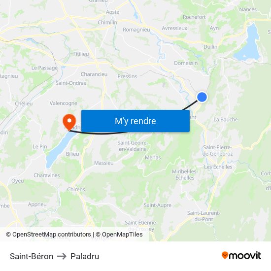 Saint-Béron to Paladru map