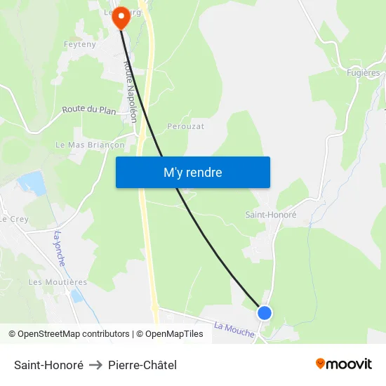 Saint-Honoré to Pierre-Châtel map