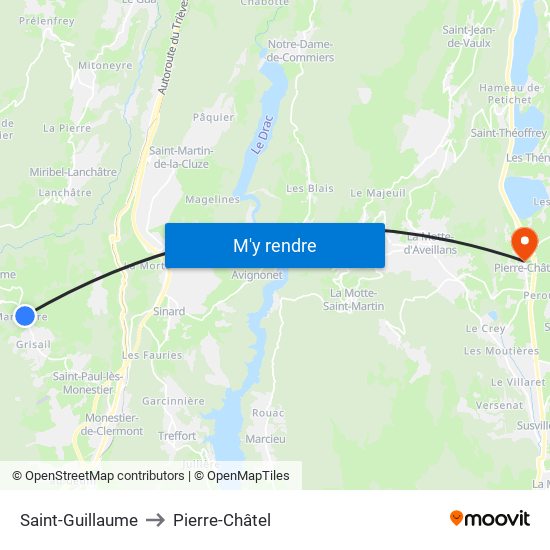 Saint-Guillaume to Pierre-Châtel map