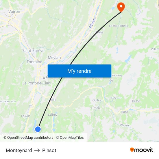 Monteynard to Pinsot map