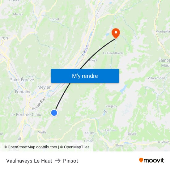 Vaulnaveys-Le-Haut to Pinsot map
