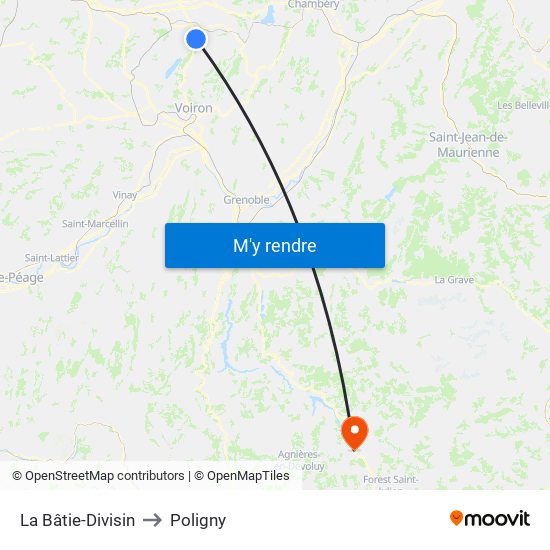 La Bâtie-Divisin to Poligny map