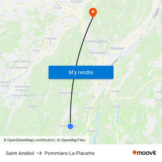 Saint-Andéol to Pommiers-La-Placette map