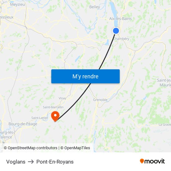 Voglans to Pont-En-Royans map