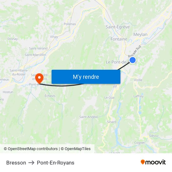 Bresson to Pont-En-Royans map