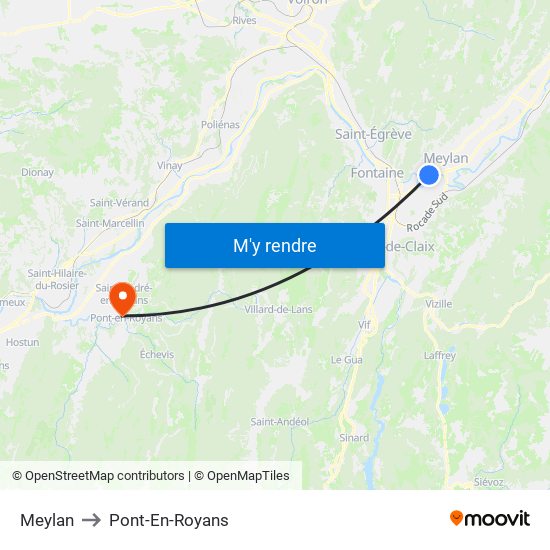 Meylan to Pont-En-Royans map
