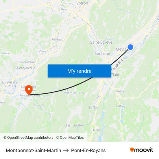 Montbonnot-Saint-Martin to Pont-En-Royans map