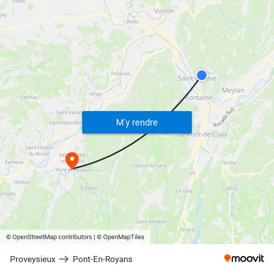 Proveysieux to Pont-En-Royans map