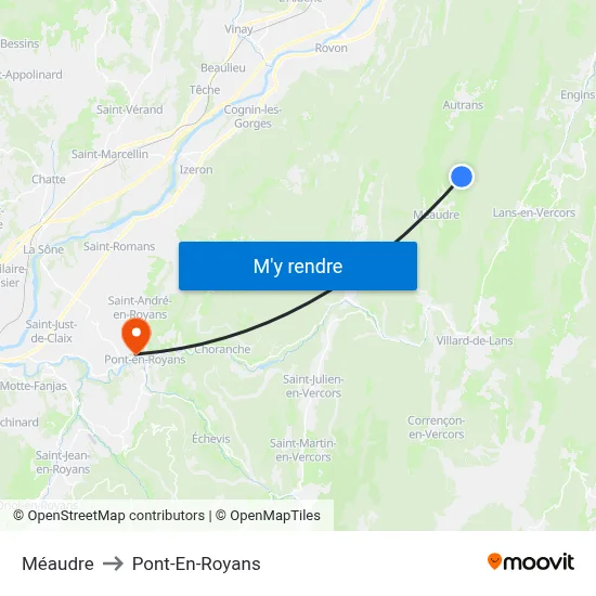 Méaudre to Pont-En-Royans map