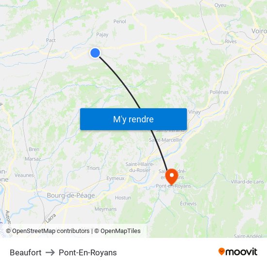 Beaufort to Pont-En-Royans map