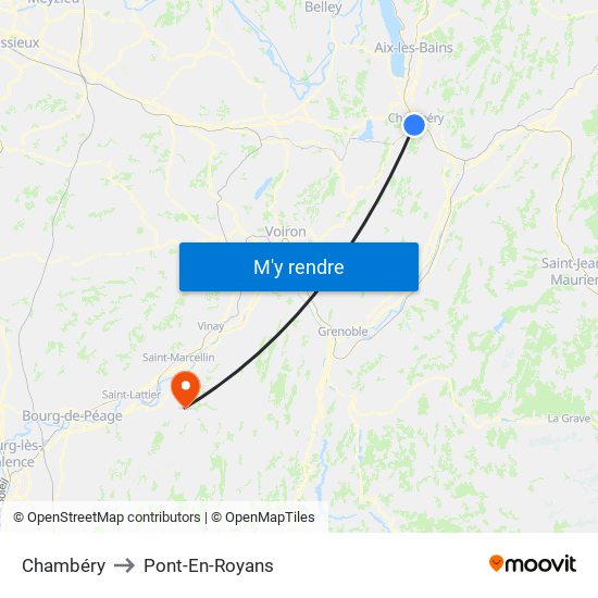 Chambéry to Pont-En-Royans map