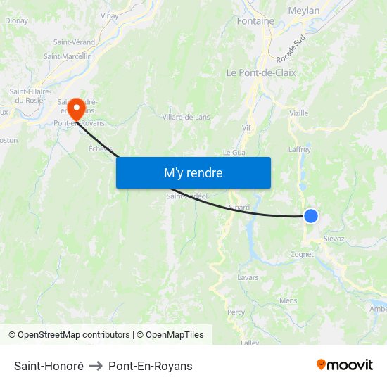 Saint-Honoré to Pont-En-Royans map