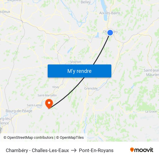 Chambéry - Challes-Les-Eaux to Pont-En-Royans map