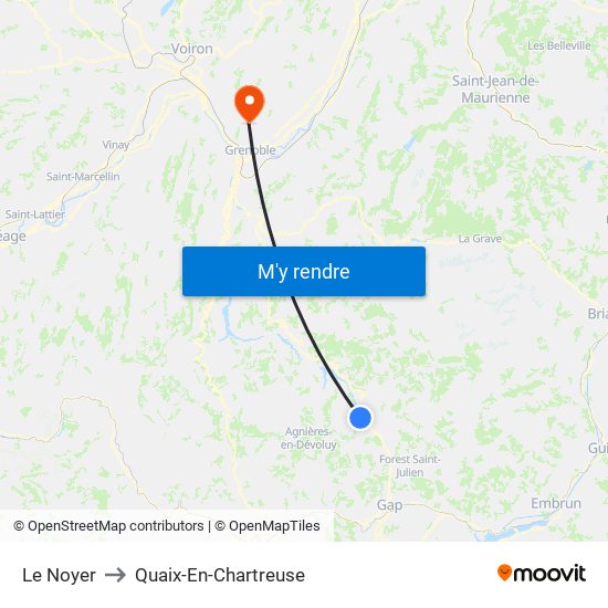 Le Noyer to Quaix-En-Chartreuse map