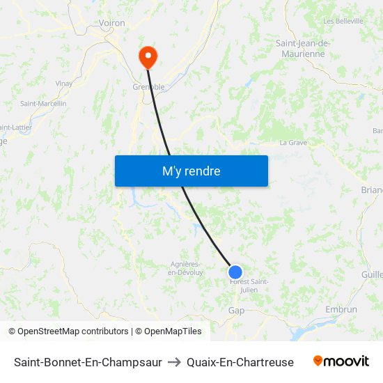 Saint-Bonnet-En-Champsaur to Quaix-En-Chartreuse map