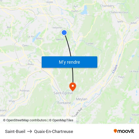Saint-Bueil to Quaix-En-Chartreuse map