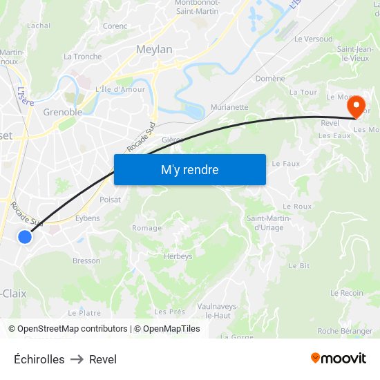 Échirolles to Revel map