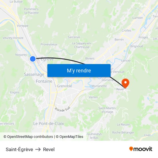 Saint-Égrève to Revel map