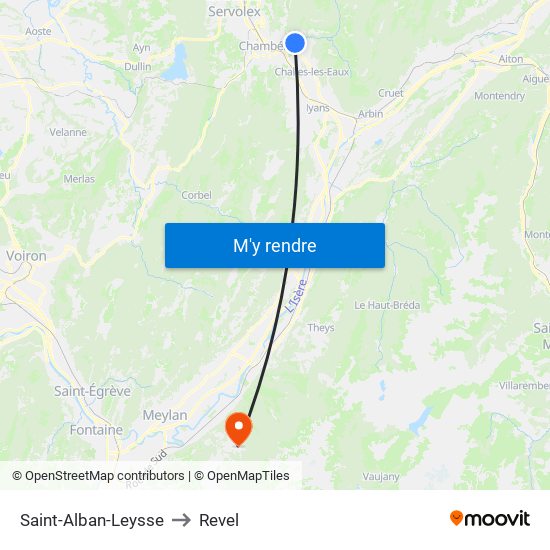 Saint-Alban-Leysse to Revel map