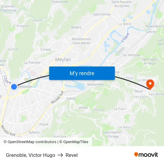 Grenoble, Victor Hugo to Revel map